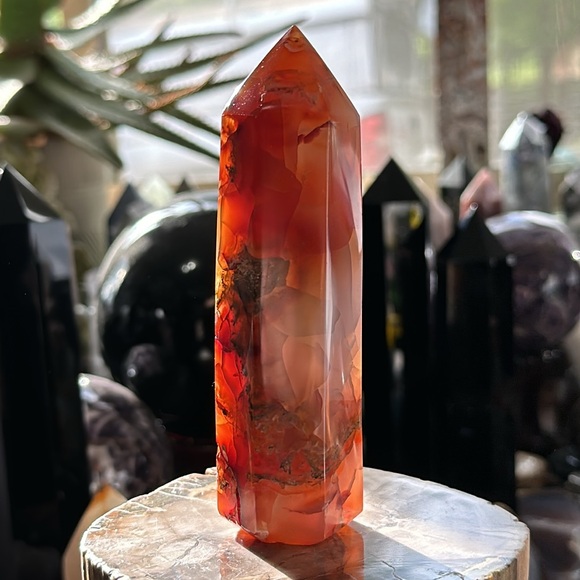 Carnelian Crystal Tower With Druzy! - Picture 6 of 7